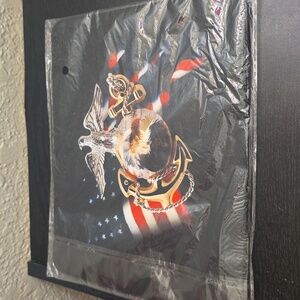 Black Mouse Pad with Eagle and Flag Design